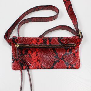 Farren Jean Andrea Bag Womens Waist Belt Genuine Leather Black Red Snake Print
